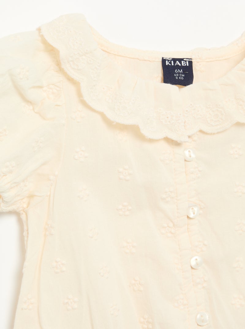 Blouse van broderie anglaise met korte mouwen Wit - Kiabi