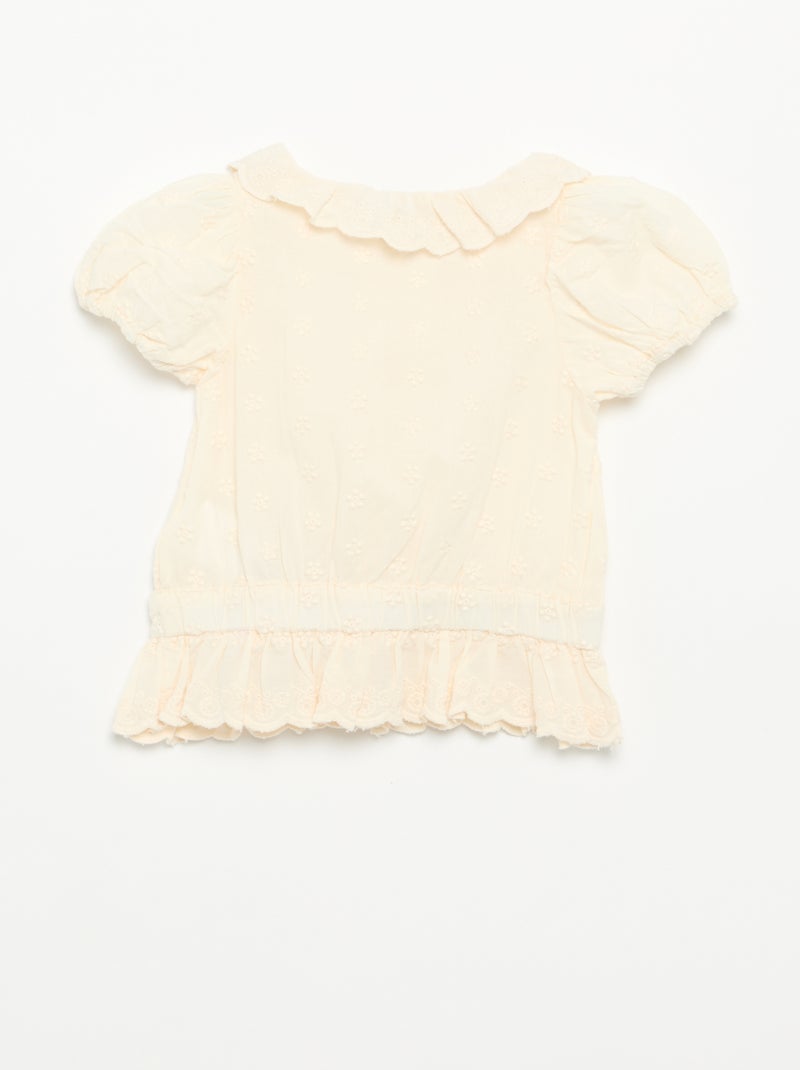 Blouse van broderie anglaise met korte mouwen Wit - Kiabi