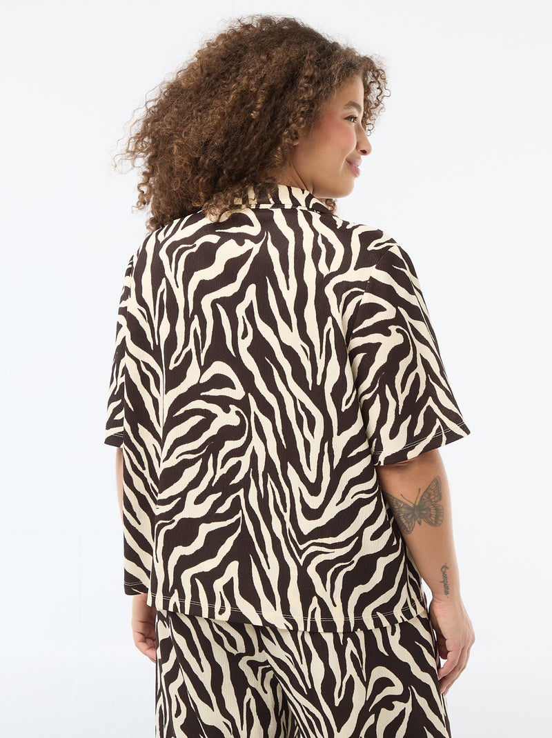 Blouse van crêpejersey Bruin - Kiabi