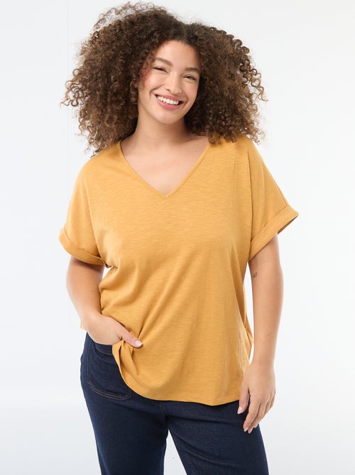 Blouse van crêpestof met korte mouwen - Kiabi