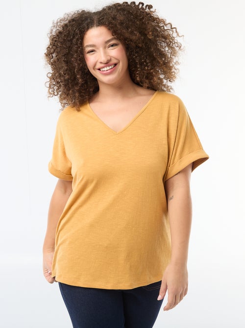 Blouse van crêpestof met korte mouwen - Kiabi