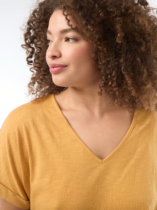 Blouse van crêpestof met korte mouwen - Kiabi