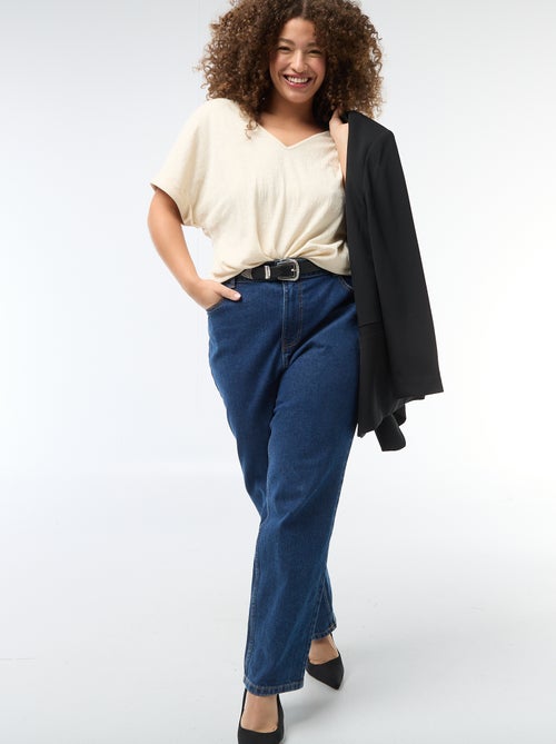 Blouse van crêpestof met korte mouwen - Kiabi