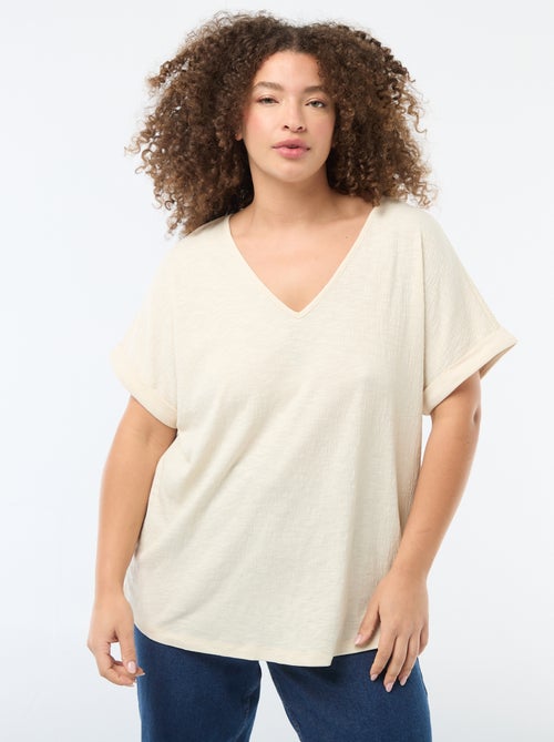 Blouse van crêpestof met korte mouwen - Kiabi