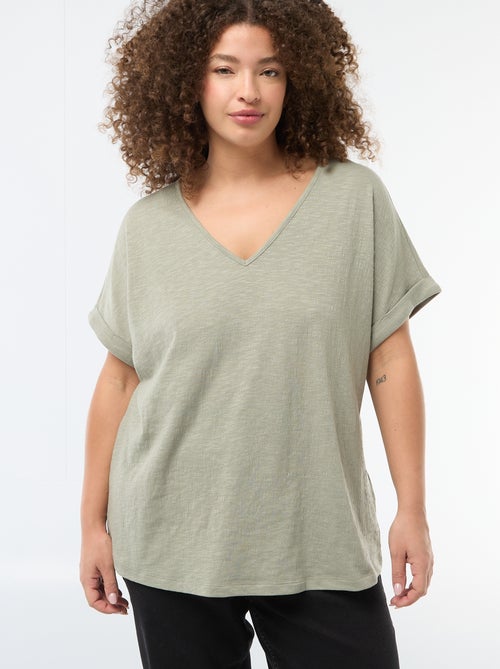 Blouse van crêpestof met korte mouwen - Kiabi