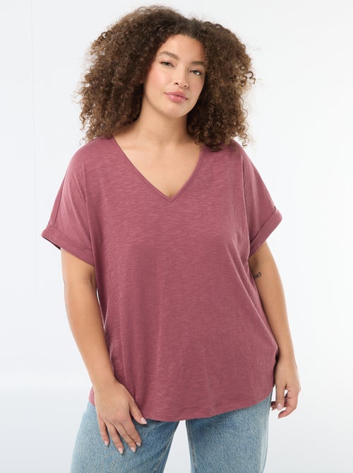 Blouse van crêpestof met korte mouwen - Kiabi