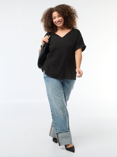 Blouse van crêpestof met korte mouwen - Kiabi