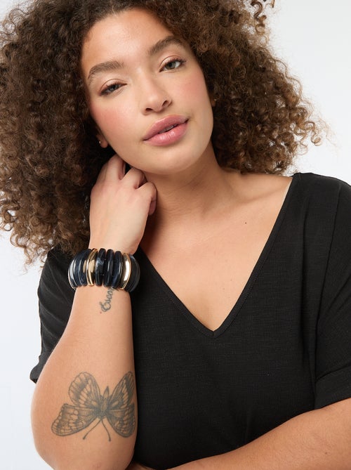 Blouse van crêpestof met korte mouwen - Kiabi