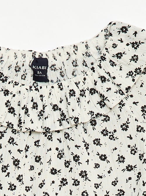 Blouse van crêpetricot met elastische kraag - makkelijk aan te trekken collectie - Kiabi