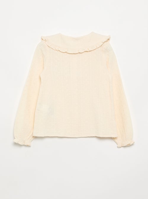 Blouse van dubbel gaas met Peter Pan-kraag - Kiabi Blouse van dubbel gaas met Peter Pan-kraag - Kiabi