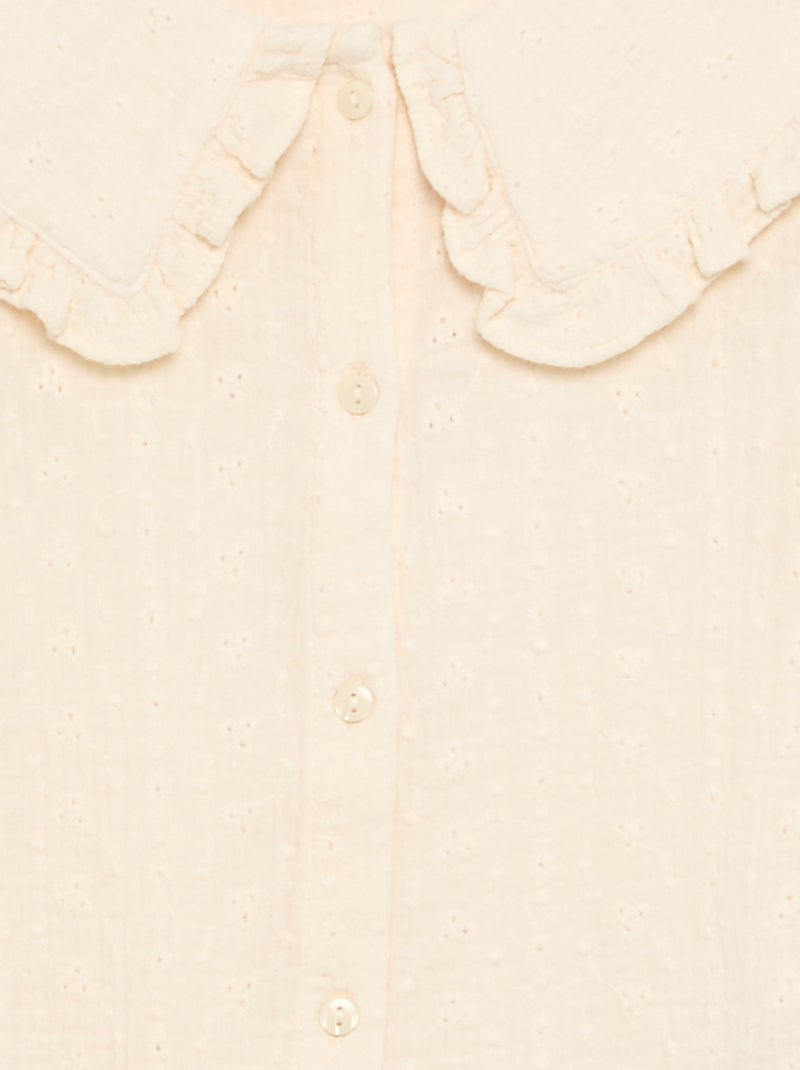 Blouse van dubbel gaas met Peter Pan-kraag Biege - Kiabi