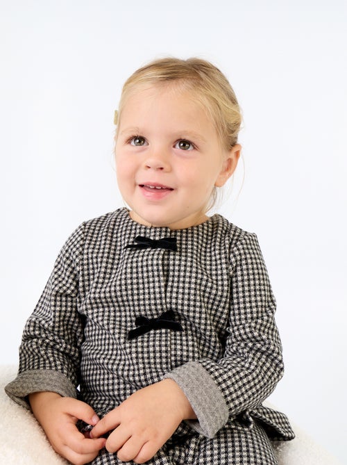 Blouse van flanel met strikjes en een ruche aan de onderkant - Kiabi