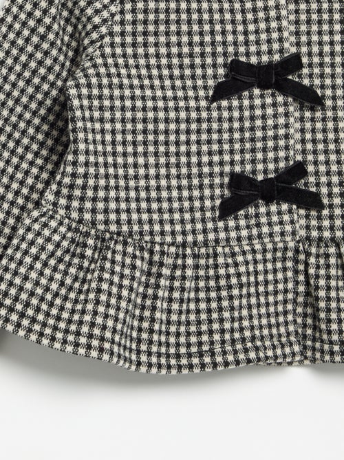 Blouse van flanel met strikjes en een ruche aan de onderkant - Kiabi