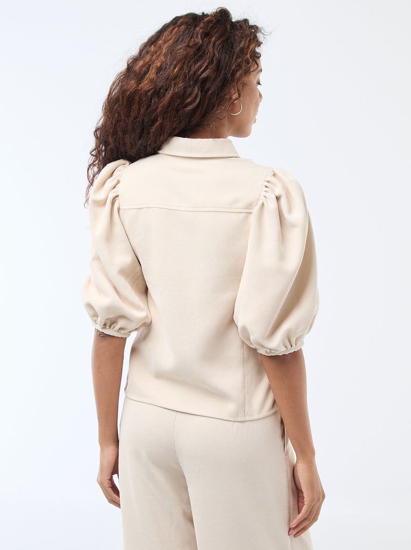 Blouse van fluweel met 3/4 mouwen Biege - Kiabi