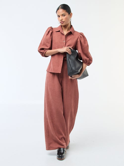 Blouse van fluweel met 3/4 mouwen - Kiabi