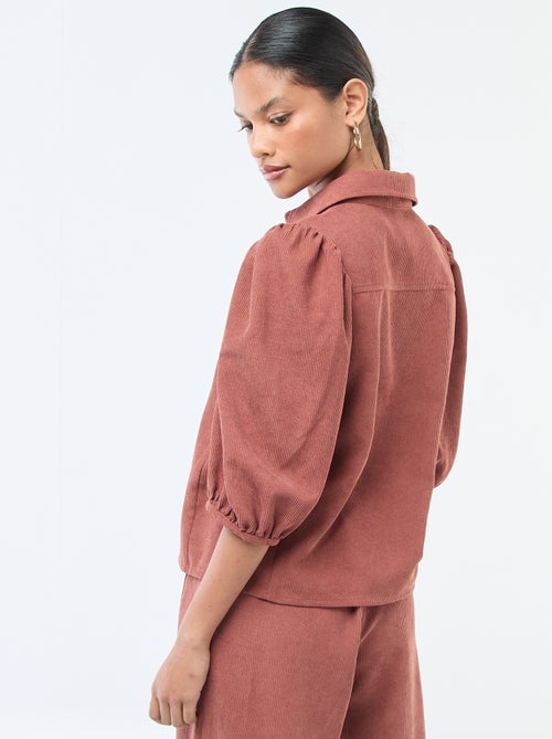 Blouse van fluweel met 3/4 mouwen - Kiabi