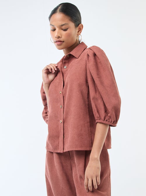 Blouse van fluweel met 3/4 mouwen - Kiabi