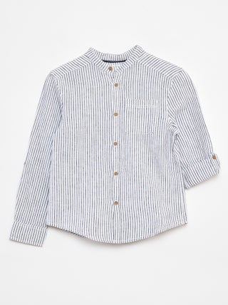 Blouse van gemengd linnen