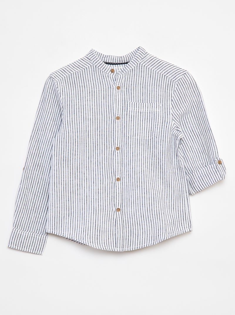 Blouse van gemengd linnen Blauw - Kiabi
