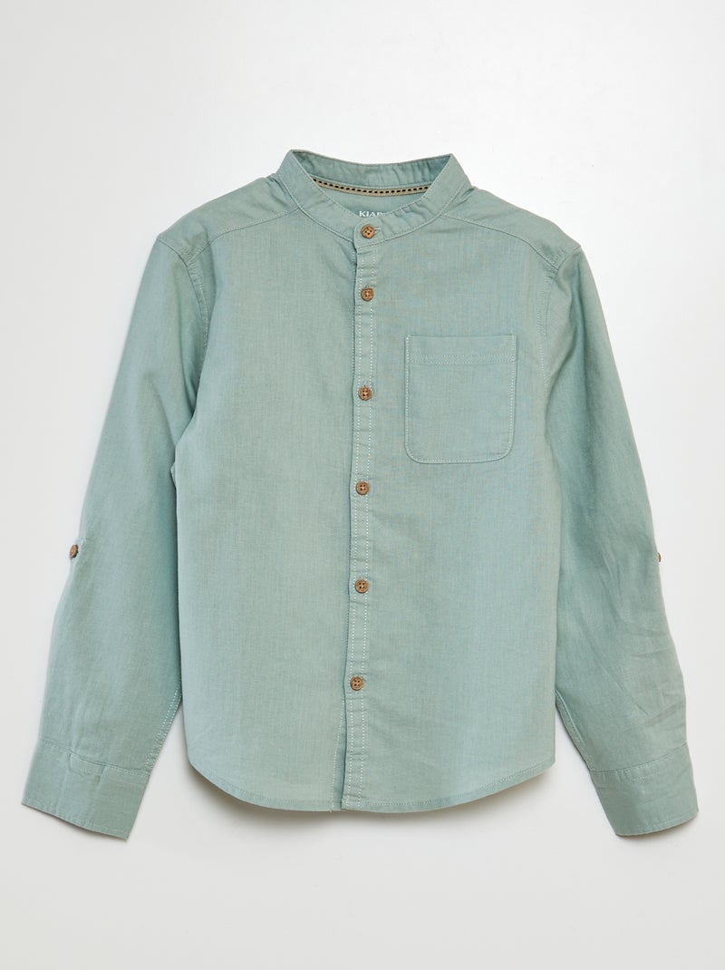 Blouse van gemengd linnen GROEN - Kiabi