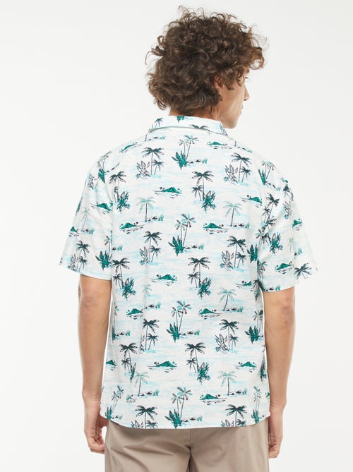 Blouse van gemengd linnen met print en korte mouw - Kiabi Blouse van gemengd linnen met print en korte mouw - Kiabi