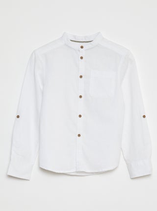 Blouse van gemengd linnen