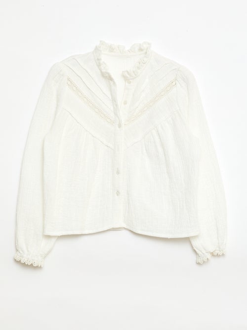 Blouse van katoen met plumetis - Kiabi