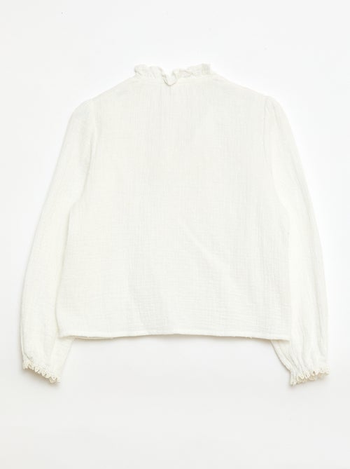 Blouse van katoen met plumetis - Kiabi