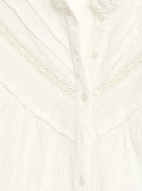 Blouse van katoen met plumetis - Kiabi