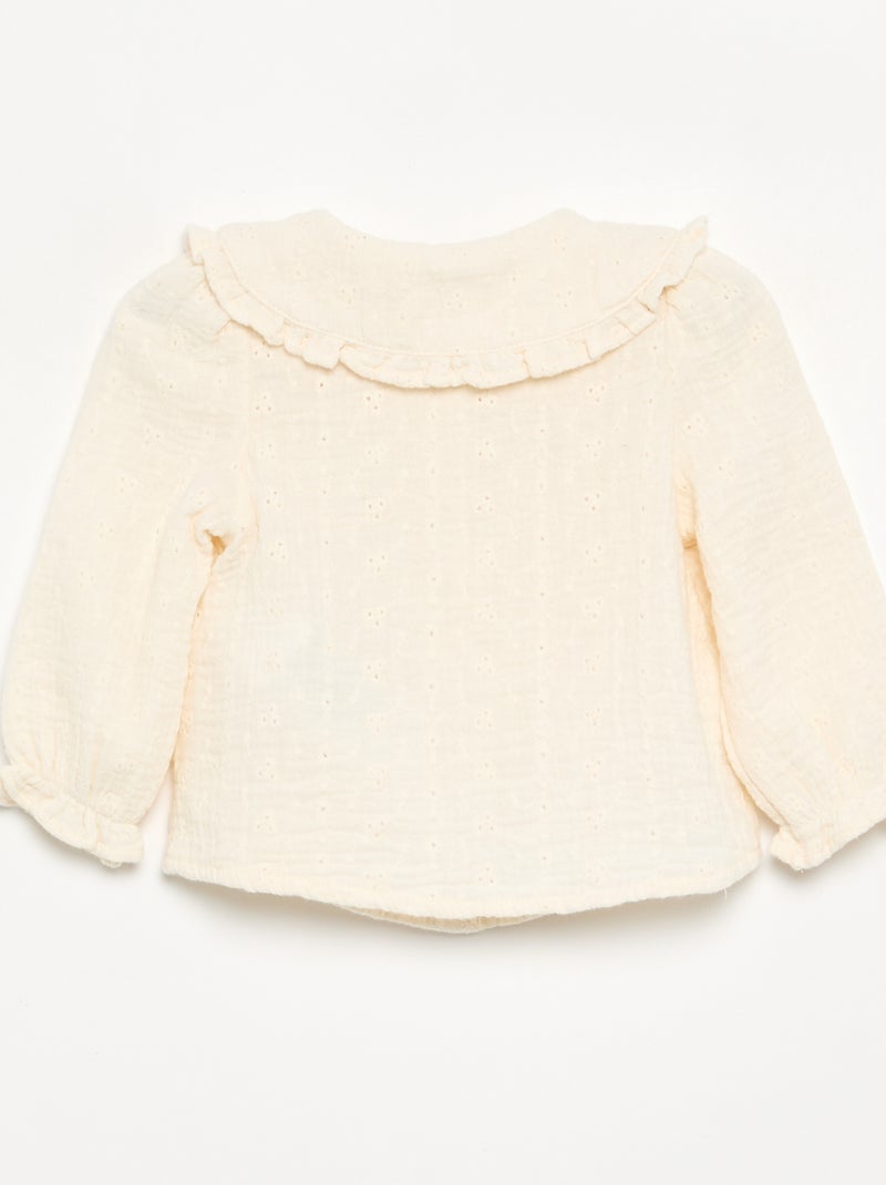 Blouse van katoenen gaas Biege - Kiabi