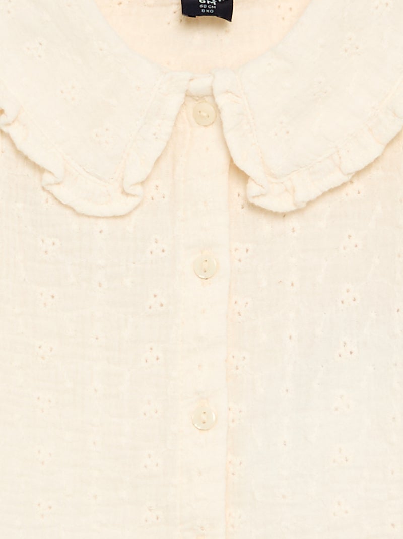Blouse van katoenen gaas Biege - Kiabi