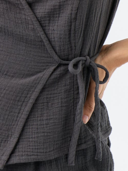 Blouse van katoenen gaas met overslag - Kiabi