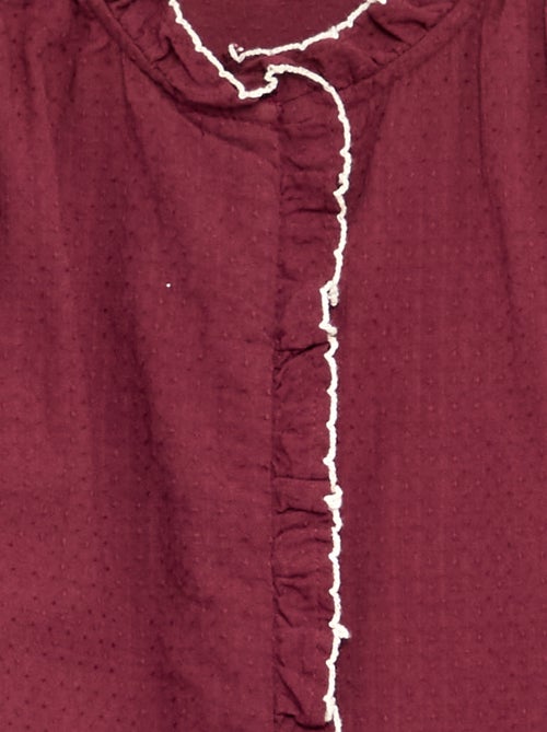 Blouse van katoenen gaas met ruches - Kiabi Blouse van katoenen gaas met ruches - Kiabi