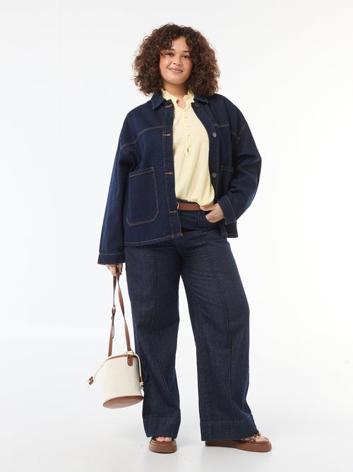 Blouse van katoengaas met gefronste kraag - Kiabi
