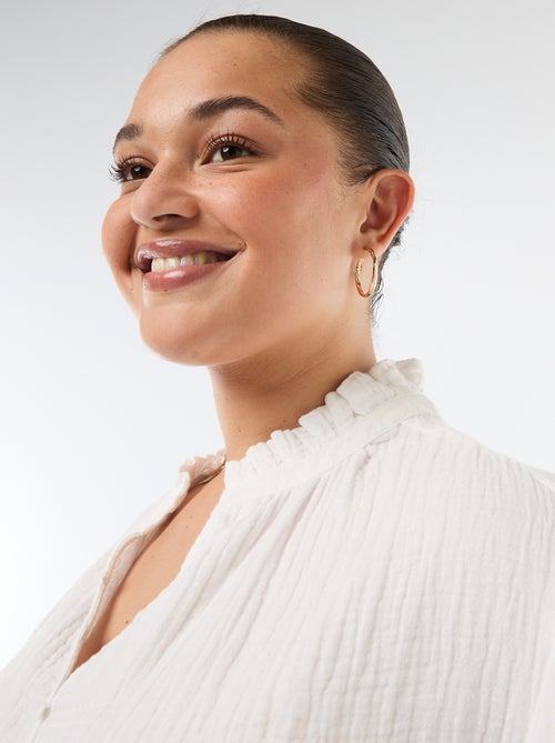 Blouse van katoengaas met gefronste kraag - Kiabi