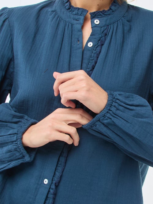 Blouse van katoengaas met golvende randen - Kiabi