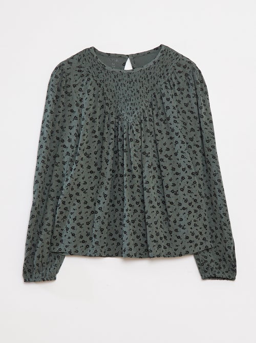 Blouse van kreukeltricot met print - Kiabi