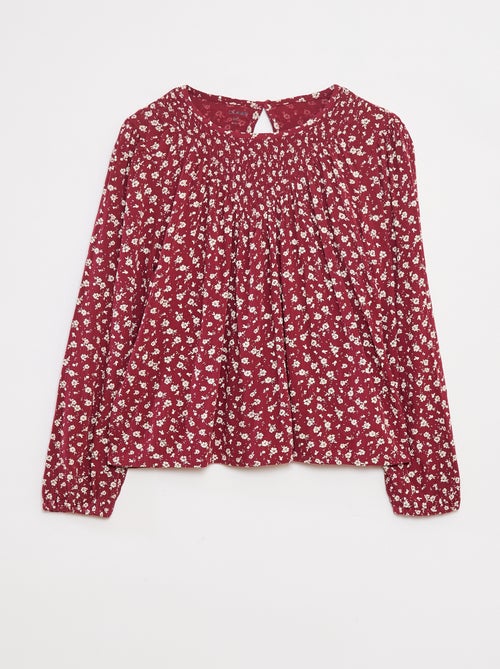 Blouse van kreukeltricot met print - Kiabi