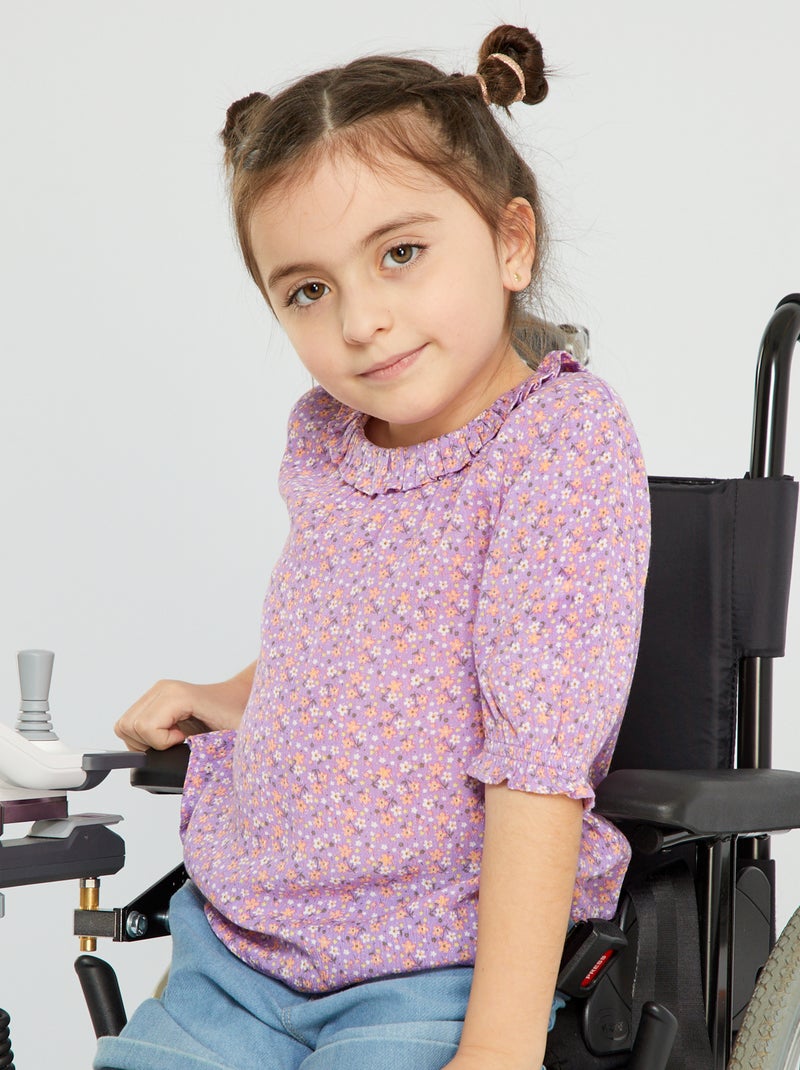 Blouse van kreukeltricot PAARS - Kiabi
