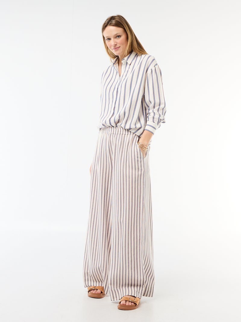 Blouse van linnenmix Biege - Kiabi