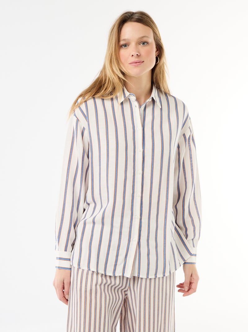 Blouse van linnenmix Biege - Kiabi