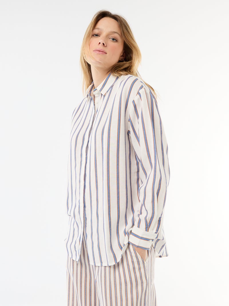 Blouse van linnenmix Biege - Kiabi