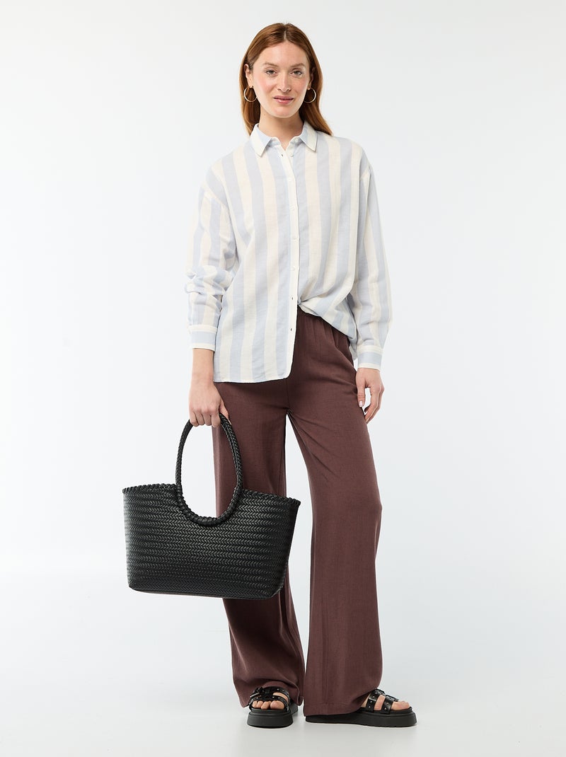 Blouse van linnenmix Blauw - Kiabi