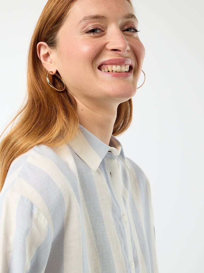 Blouse van linnenmix Blauw - Kiabi