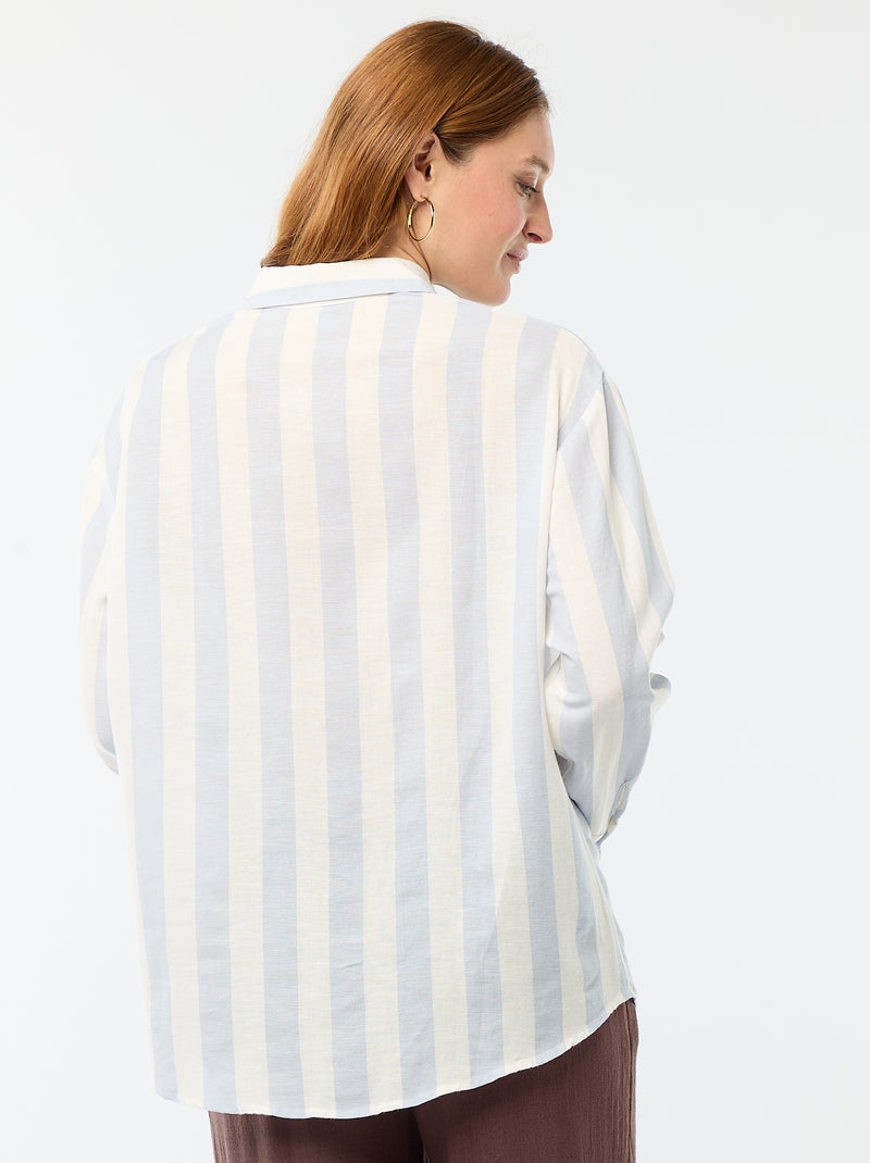 Blouse van linnenmix Blauw - Kiabi