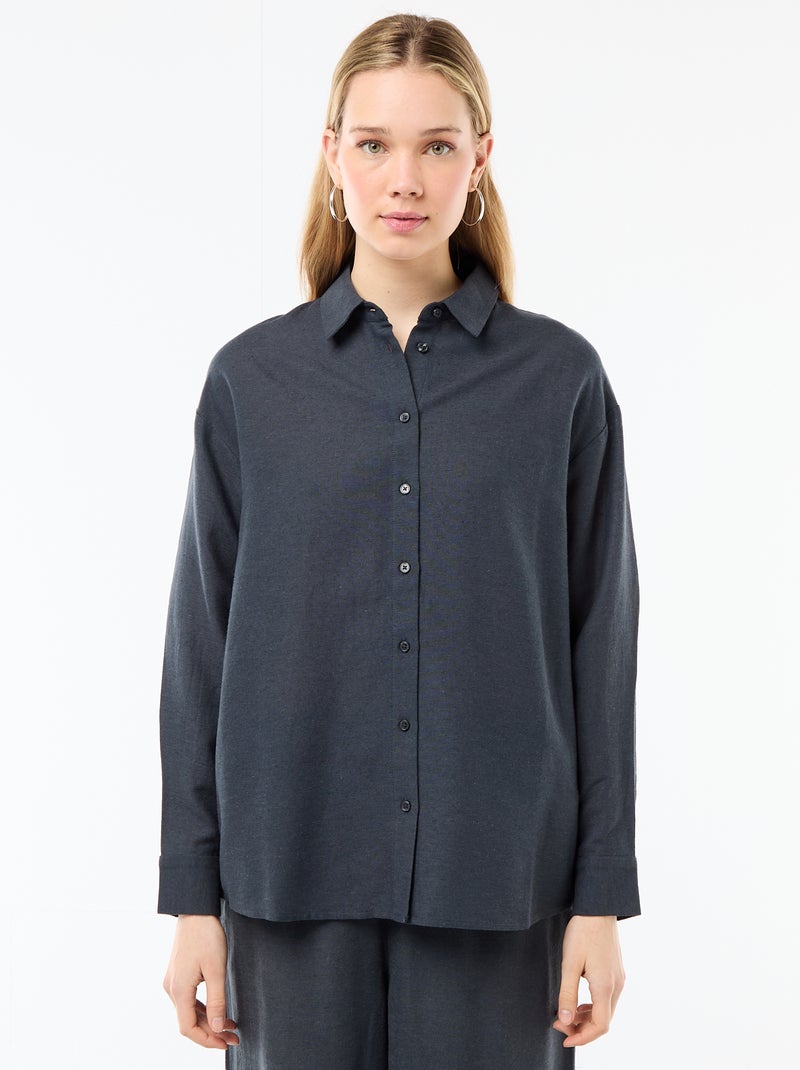 Blouse van linnenmix Blauw - Kiabi