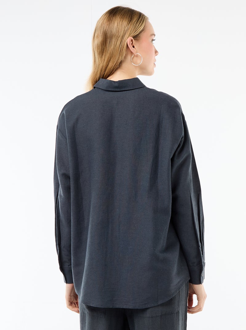Blouse van linnenmix Blauw - Kiabi