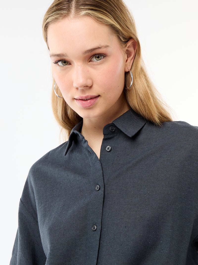 Blouse van linnenmix Blauw - Kiabi