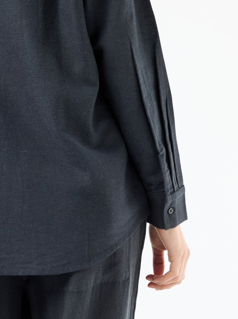 Blouse van linnenmix Blauw - Kiabi