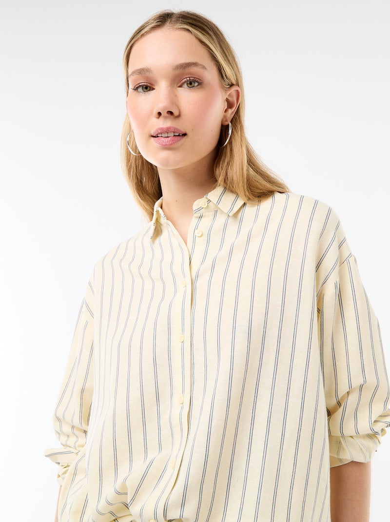 Blouse van linnenmix Geel - Kiabi